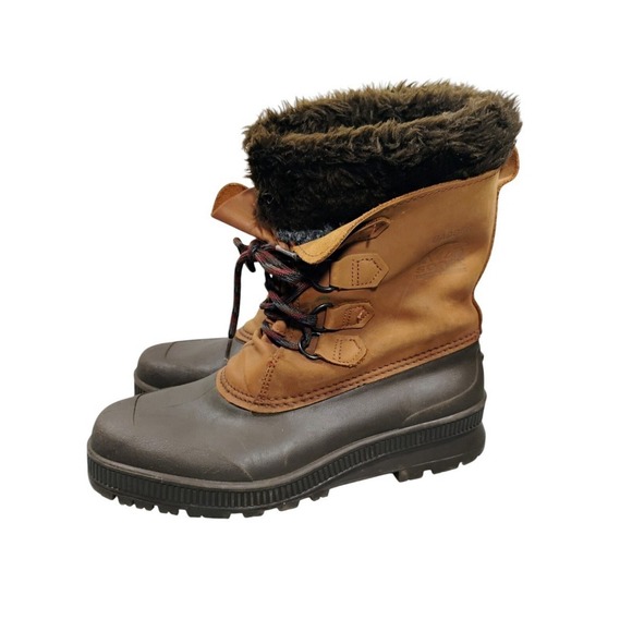 Sorel Badger Boots Women's 10 Brown Leather Rubber Duck Work Outdoor Winter Snow - Picture 1 of 9